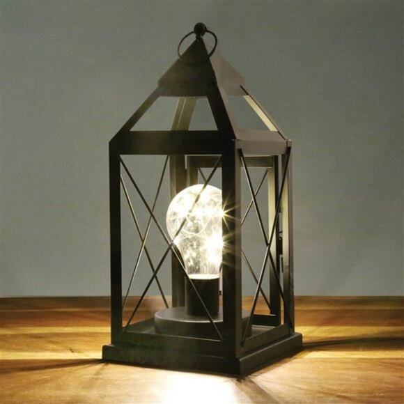 Lantern Metal Cage Style Desk, Table, or Hanging Lamp - Cordless Accent Light - Picture 6 of 6